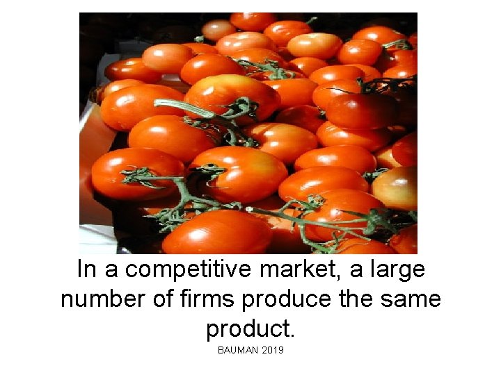 In a competitive market, a large number of firms produce the same product. BAUMAN