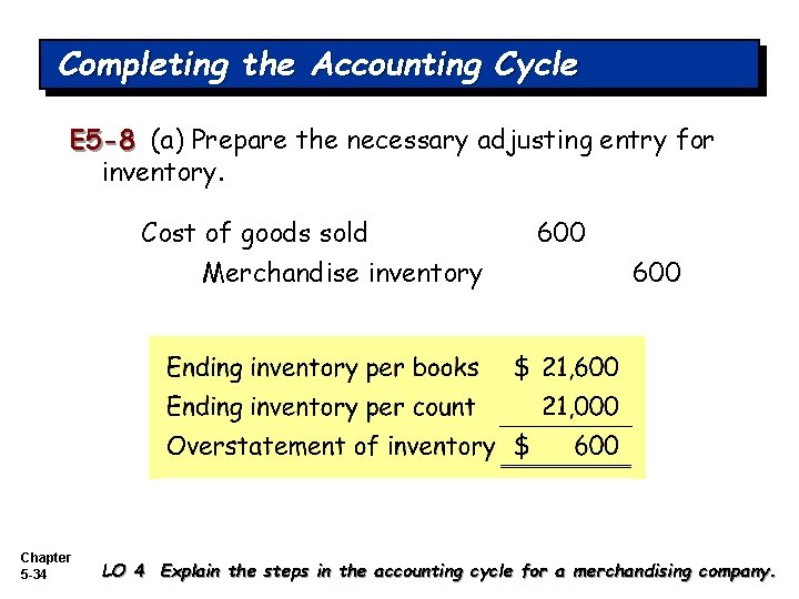 Completing the Accounting Cycle E 5 -8 (a) Prepare the necessary adjusting entry for