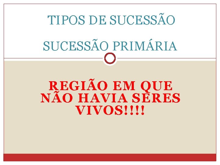 TIPOS DE SUCESSÃO PRIMÁRIA REGIÃO EM QUE NÃO HAVIA SERES VIVOS!!!! 