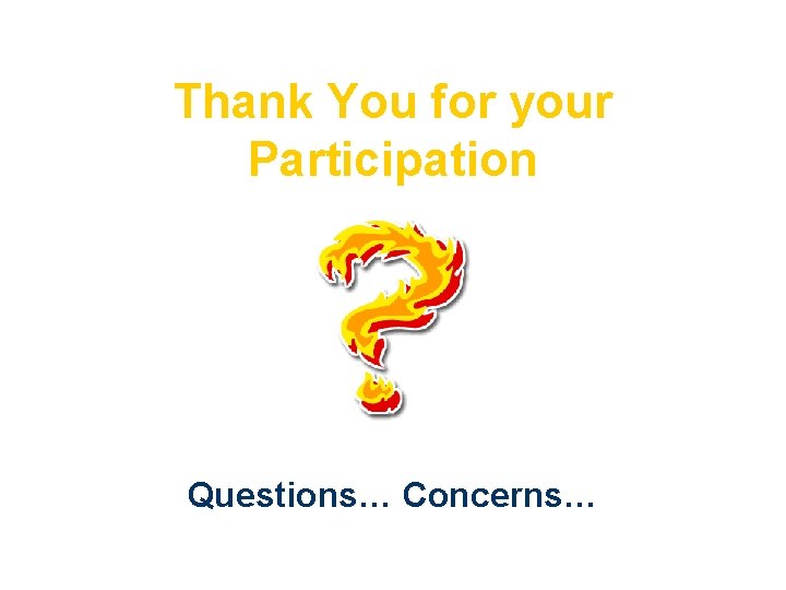 Thank You for your Participation Questions… Concerns… 