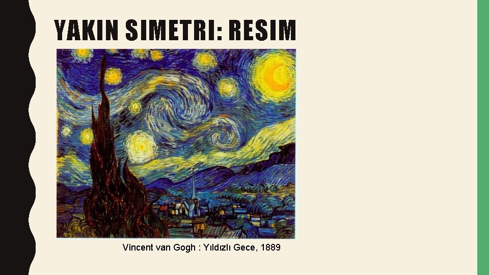 YAKIN SIMETRI: RESIM Vincent van Gogh : Yıldızlı Gece, 1889 