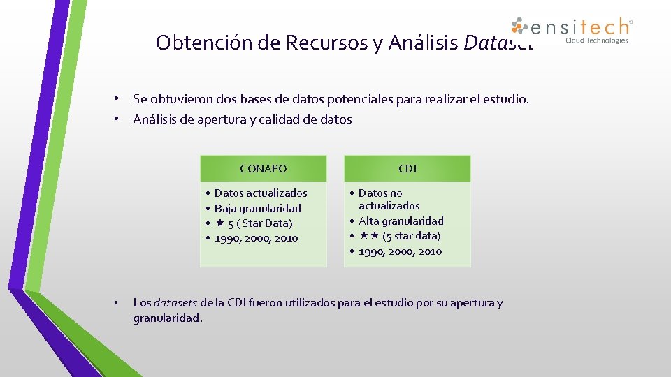 Obtención de Recursos y Análisis Dataset • Se obtuvieron dos bases de datos potenciales