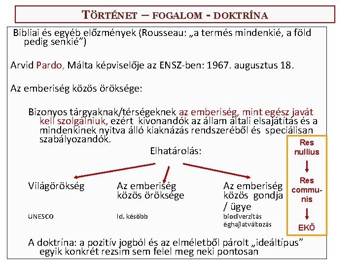 TÖRTÉNET – FOGALOM - DOKTRÍNA Bibliai és egyéb előzmények (Rousseau: „a termés mindenkié, a