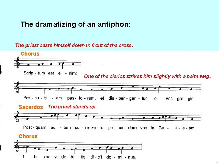 The dramatizing of an antiphon: The priest casts himself down in front of the