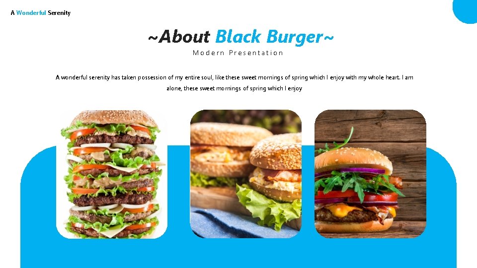 A Wonderful Serenity ~About Black Burger~ Modern Presentation A wonderful serenity has taken possession