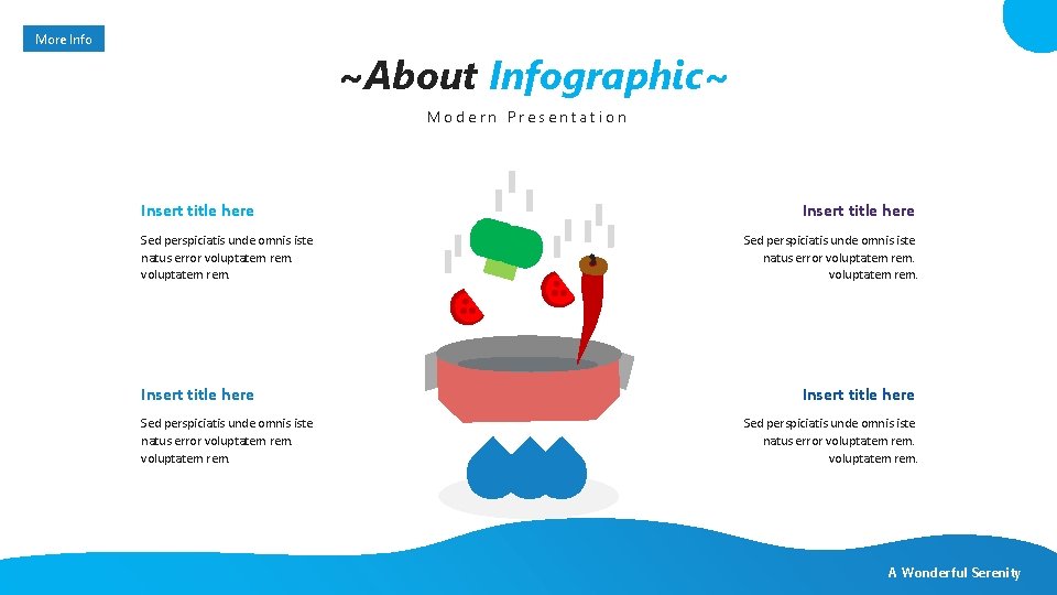 More Info ~About Infographic~ Modern Presentation Insert title here Sed perspiciatis unde omnis iste