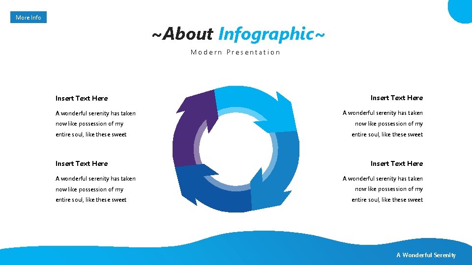 More Info ~About Infographic~ Modern Presentation Insert Text Here A wonderful serenity has taken