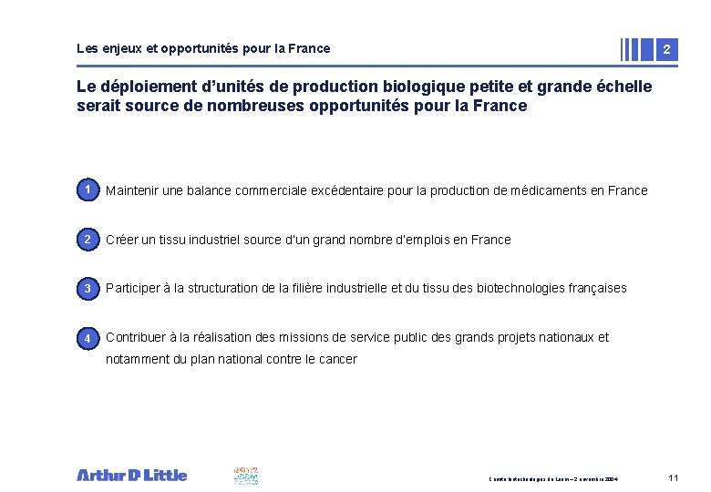 Les enjeux et opportunités pour la France 2 Le déploiement d’unités de production biologique