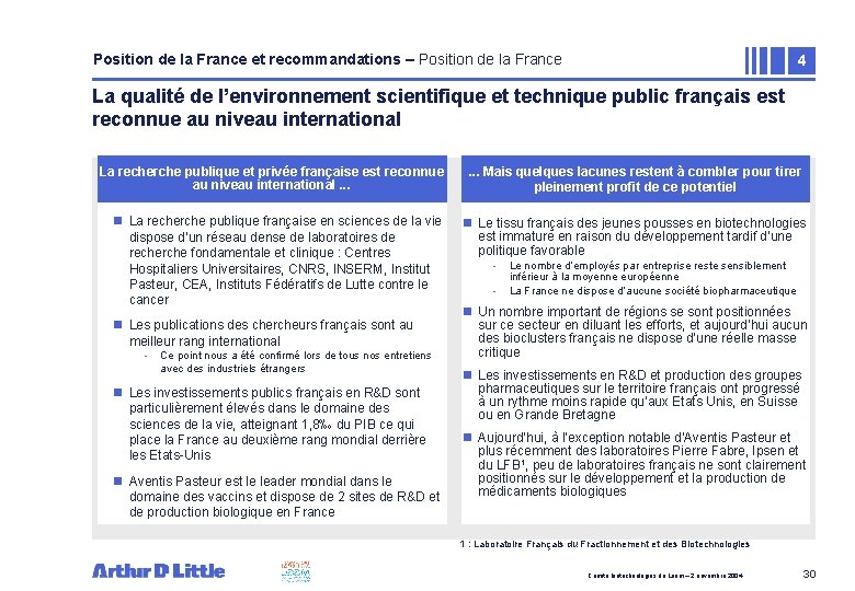 Position de la France et recommandations – Position de la France 4 La qualité