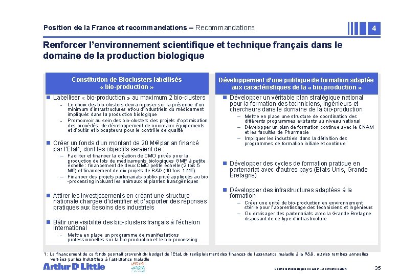 Position de la France et recommandations – Recommandations 4 Renforcer l’environnement scientifique et technique