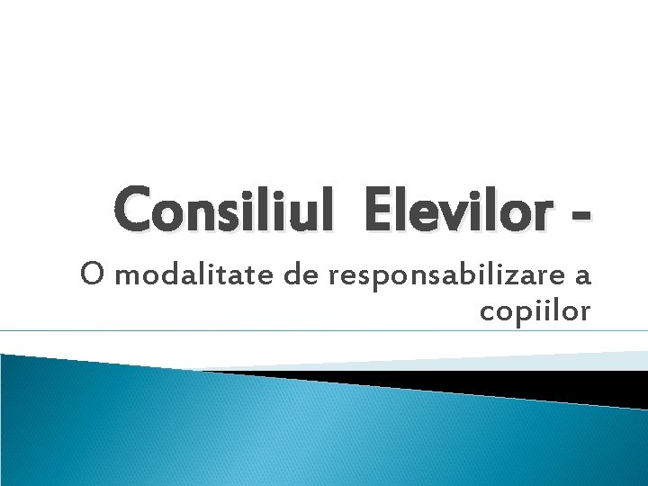 Consiliul Elevilor O modalitate de responsabilizare a copiilor 