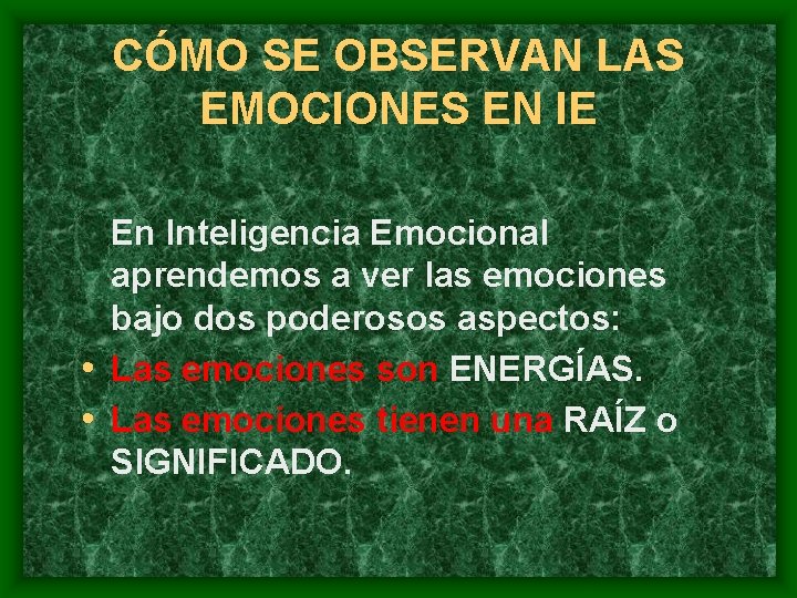 CÓMO SE OBSERVAN LAS EMOCIONES EN IE En Inteligencia Emocional aprendemos a ver las