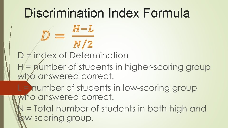 Discrimination Index Formula 