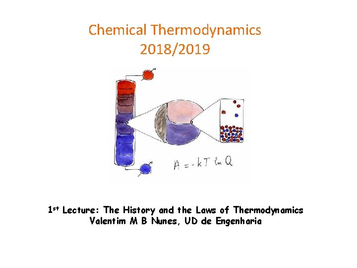 Chemical Thermodynamics 2018/2019 1 st Lecture: The History and the Laws of Thermodynamics Valentim