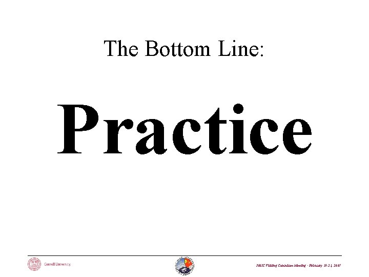 The Bottom Line: Practice NAIC Visiting Committee Meeting · February 19 -21, 2007 