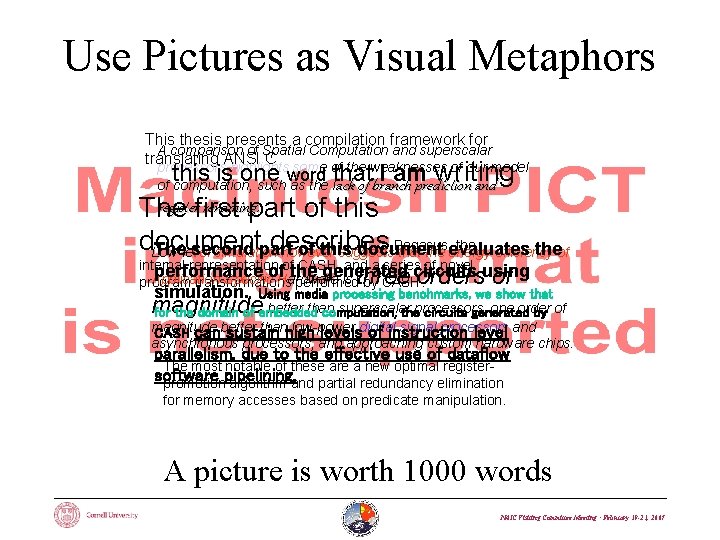 Use Pictures as Visual Metaphors This thesis presents a compilation framework for A comparison