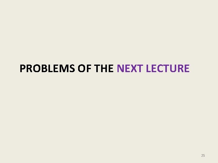 PROBLEMS OF THE NEXT LECTURE 25 