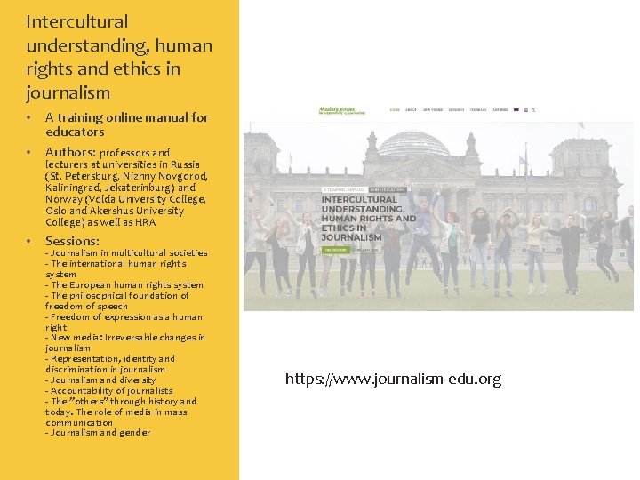 Intercultural understanding, human rights and ethics in journalism • A training online manual for