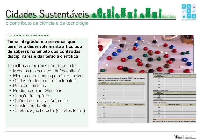 O QUE VAMOS / ESTAMOS A FAZER Tema integrador e transversal que permite o