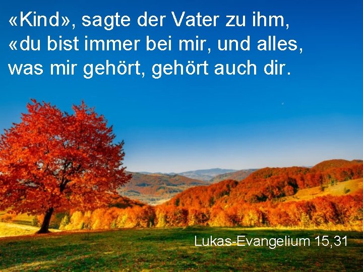  «Kind» , sagte der Vater zu ihm, «du bist immer bei mir, und