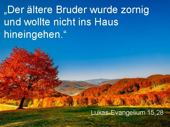 „Der ältere Bruder wurde zornig und wollte nicht ins Haus hineingehen. “ Lukas-Evangelium 15,