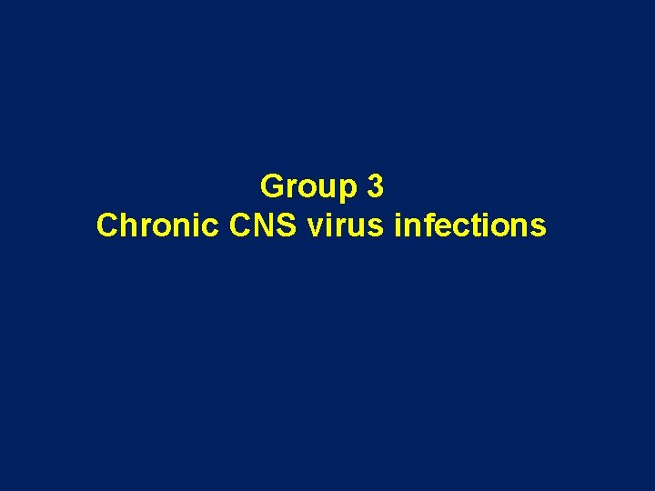 Group 3 Chronic CNS virus infections Group 3 Chronic CNS virus infections