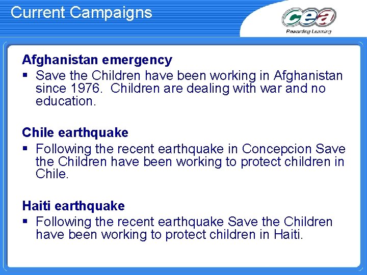 Current Campaigns Afghanistan emergency § Save the Children have been working in Afghanistan since Current Campaigns Afghanistan emergency § Save the Children have been working in Afghanistan since