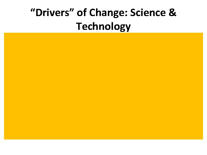 “Drivers” of Change: Science & Technology • New words (often Greek/Latin in derivation) borrowed