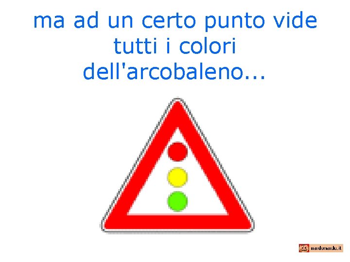 ma ad un certo punto vide tutti i colori dell'arcobaleno. . . 