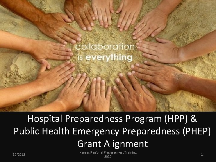 Hospital Preparedness Program (HPP) & Public Health Emergency Preparedness (PHEP) Grant Alignment 10/2012 Kansas