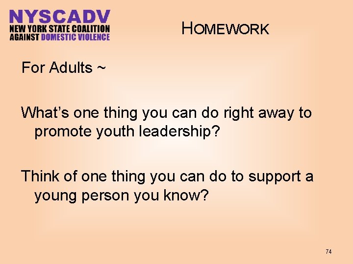 HOMEWORK For Adults ~ What’s one thing you can do right away to promote