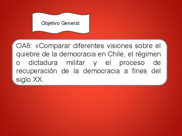 Objetivo General: OA 8: «Comparar diferentes visiones sobre el quiebre de la democracia en