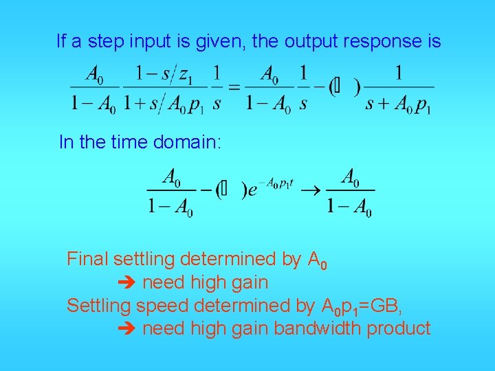 If a step input is given, the output response is In the time domain: