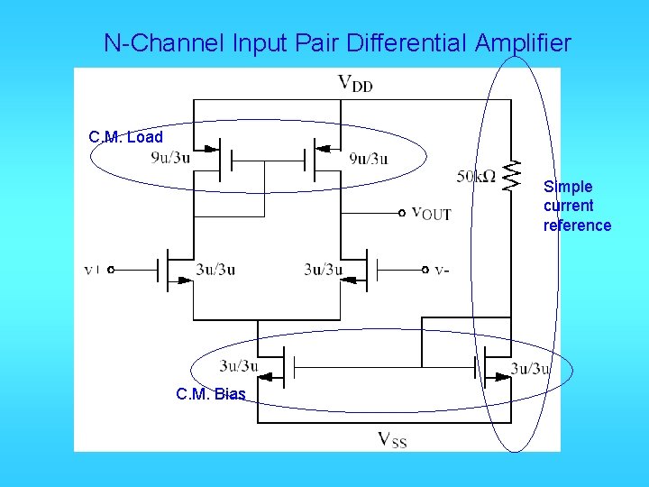 N-Channel Input Pair Differential Amplifier C. M. Load Simple current reference C. M. Bias