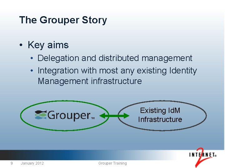 The Grouper Story • Key aims • Delegation and distributed management • Integration with