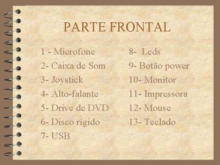 PARTE FRONTAL 1 - Microfone 2 - Caixa de Som 3 - Joystick 4