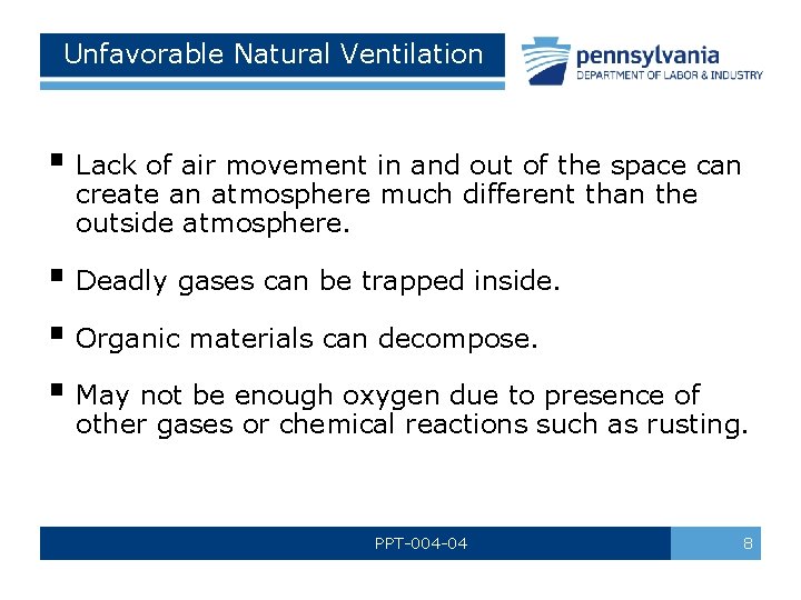 Unfavorable Natural Ventilation § Lack of air movement in and out of the space