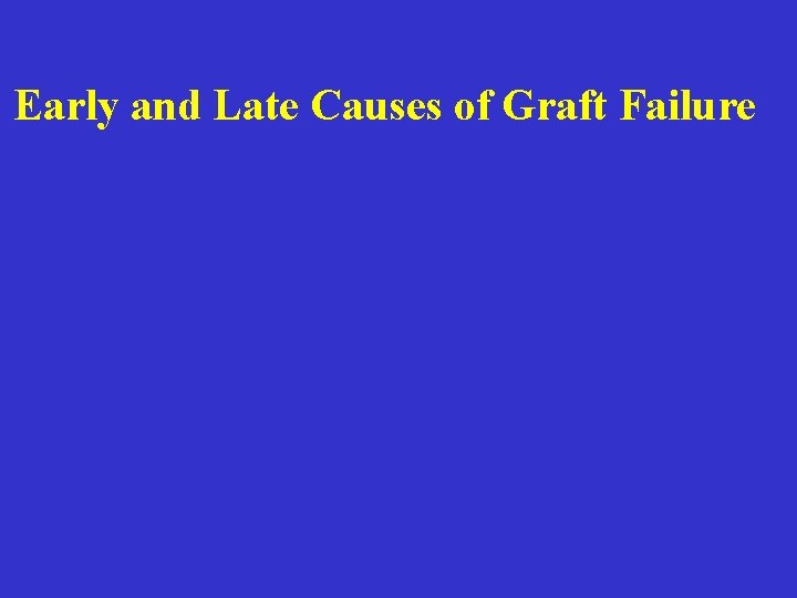 Early and Late Causes of Graft Failure 