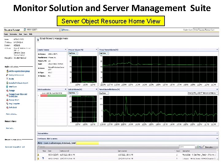 Monitor Solution and Server Management Suite Server Object Resource Home View 