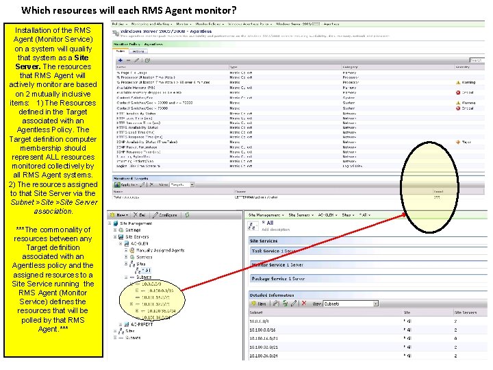 Which resources will each RMS Agent monitor? Installation of the RMS Agent (Monitor Service)