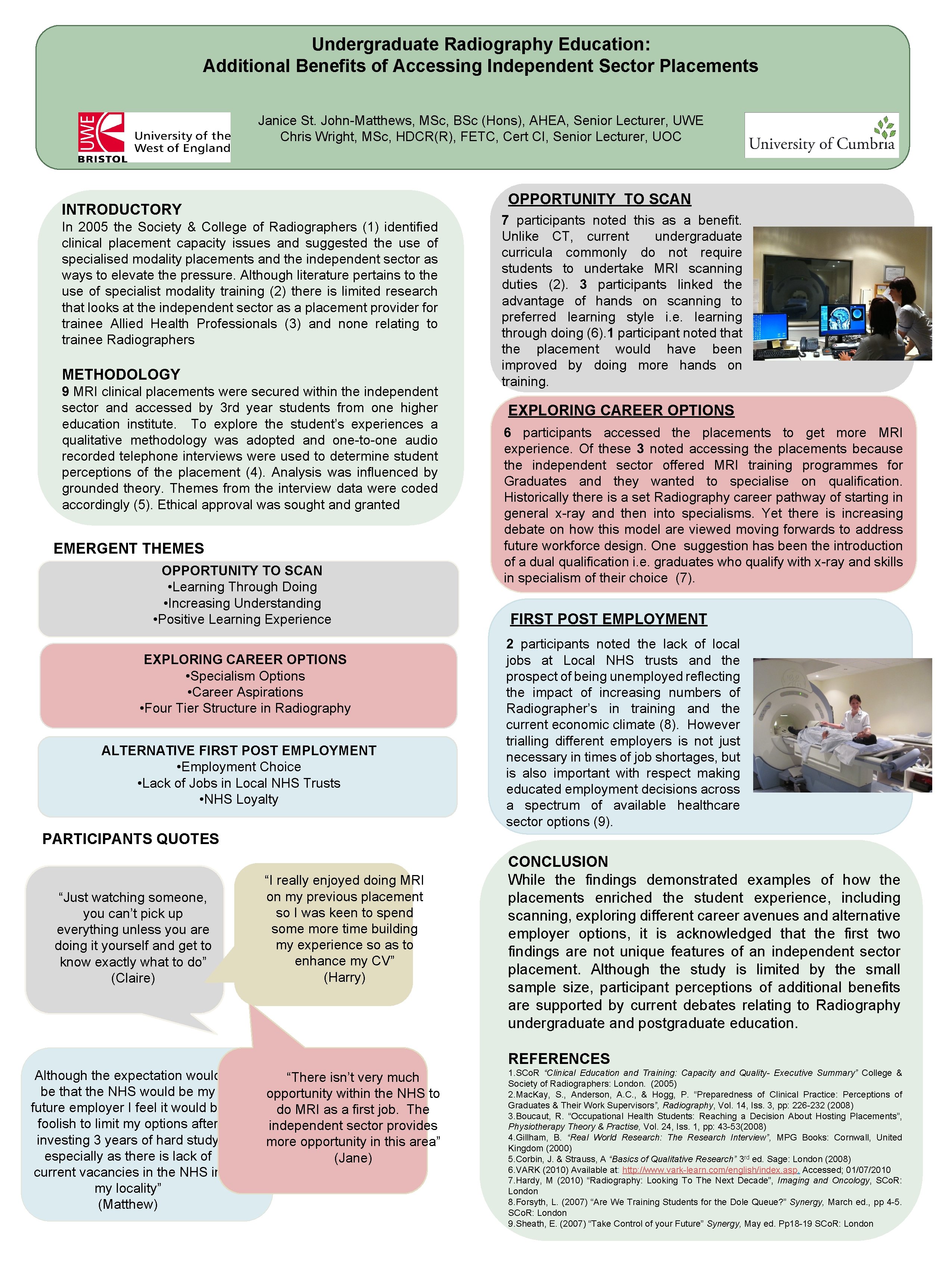 Undergraduate Radiography Education: Additional Benefits of Accessing Independent Sector Placements Janice St. John-Matthews, MSc,