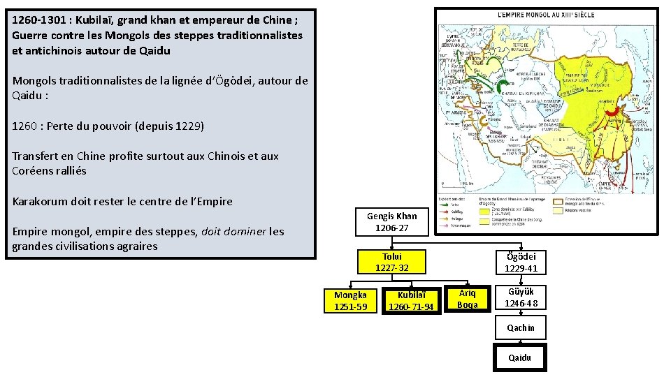 1260 -1301 : Kubilaï, grand khan et empereur de Chine ; Guerre contre les