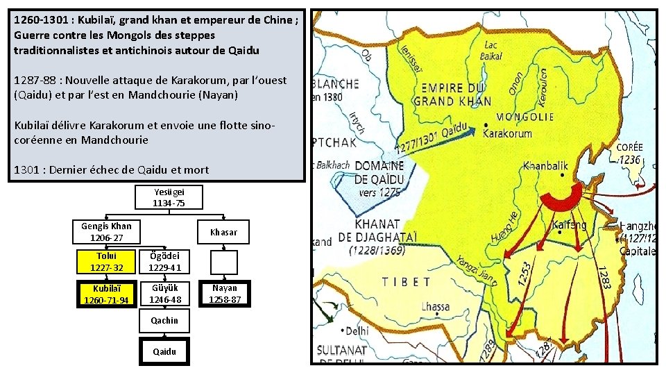 1260 -1301 : Kubilaï, grand khan et empereur de Chine ; Guerre contre les