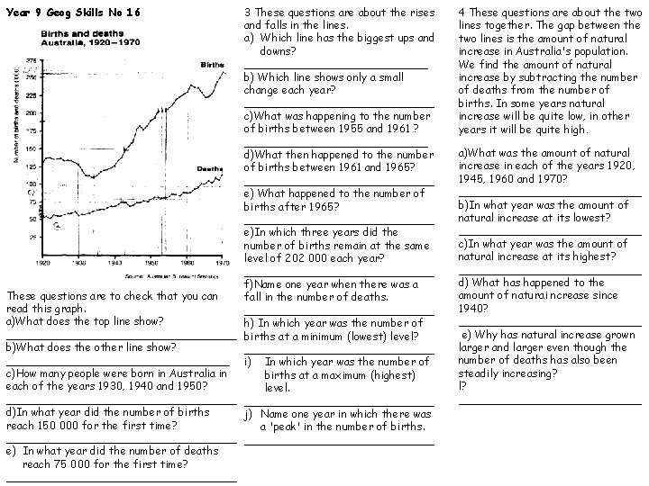 Year 9 Geog Skills No 16 3 These questions are about the rises and