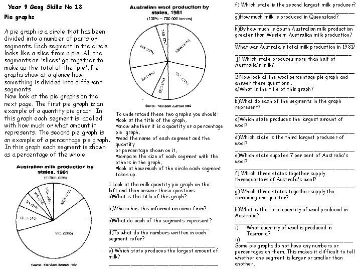 Year 9 Geog Skills No 18 Pie graphs A pie graph is a circle