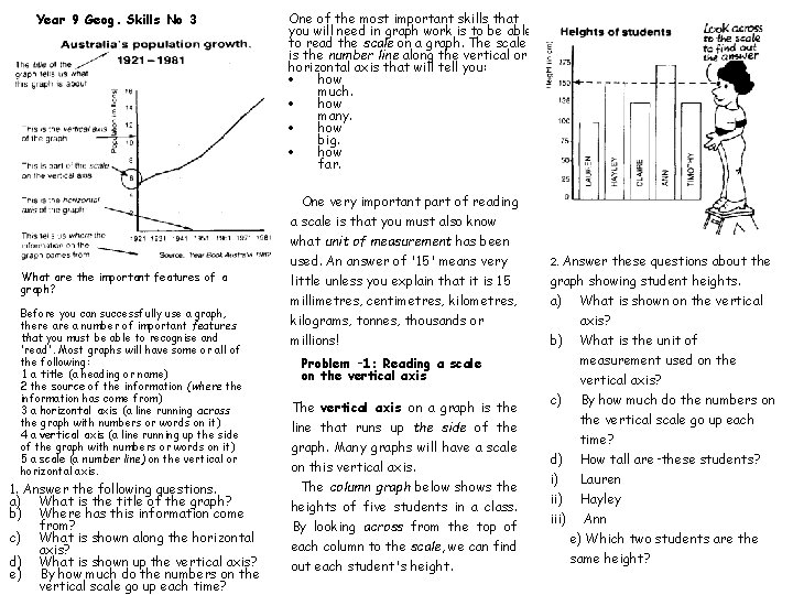 Year 9 Geog. Skills No 3 What are the important features of a graph?