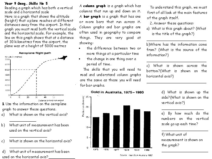 Year 9 Geog. Skills No 5 Reading a graph which has both a vertical