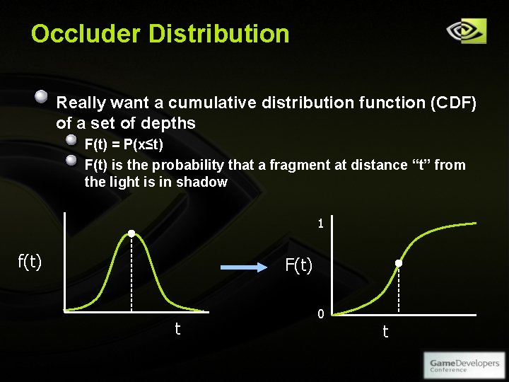 Occluder Distribution Really want a cumulative distribution function (CDF) of a set of depths Occluder Distribution Really want a cumulative distribution function (CDF) of a set of depths