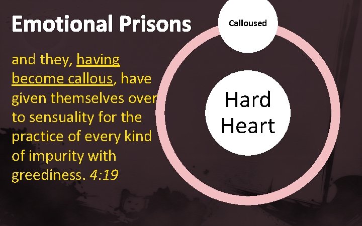 Emotional Prisons and they, having become callous, have given themselves over to sensuality for Emotional Prisons and they, having become callous, have given themselves over to sensuality for