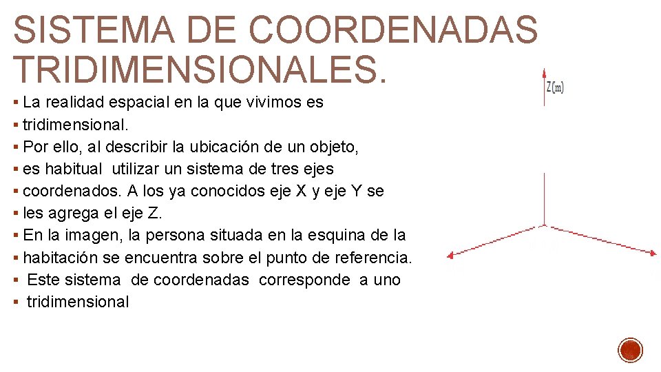 SISTEMA DE COORDENADAS TRIDIMENSIONALES. § La realidad espacial en la que vivimos es § SISTEMA DE COORDENADAS TRIDIMENSIONALES. § La realidad espacial en la que vivimos es §
